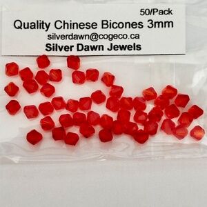 As Low As $2 Light Siam Quality Chinese Crystal Bicone Beads 3mm (50)